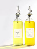 Molimoli Oil and Vinegar Dispenser with Metal Pour Spout, Weighted Pourer, Glass Bottle Dispenser for Kitchen, Olive Oil Cruet, Glass Olive Oil Bottle | 500ml, Set of 2 by CozyNest Decor