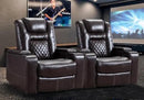 CANMOV Electric Power Recliner Chair Set of 2, Breathable Leather Home Theater Seating with Hidden Arm Storage, Power Recliner Chair for Living Room with USB Ports and Cup Holders,Brown by CozyNest Decor