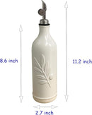 20 Oz Ceramic Olive Oil Dispenser Bottle, with Stainless Steel Spout & Funnel, Ideal for Oil, Vinegar, Coffee Syrup & Liquids (White) by CozyNest Decor