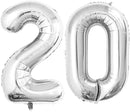 GOER Number 20 Balloons for 20th Birthday Party Decorations,42 Inch Jumbo Foil Helium Balloons for 20th Anniversary (Silver) by TinyTreasures Baby Boutique