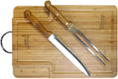 Premium BBQ Accessories & Grill Set with Bamboo Cutting Board, Adjustable Apron, Stainless Steel Knife & Fork. by GreenHaven Gardens