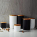 MilkyWay Food Storage Jar Strong Ceramic Storage Canisters with Airtight Seal Bamboo Lid Modern Design Seal Damp-Proof Kitchen Jar for Coffee, Tea, Spice and More (Black(S: 8.7oz/260ml)) by CozyNest Decor