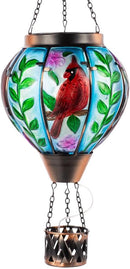 Starsoul Cardinal Hot Air Balloon Solar Flickering Flame with Candle Holder Outdoor Solar Lantern Hot Air Balloon Solar Light Waterproof Hanging Solar Balloon Lamp Garden Patio Yard Decor by GreenHaven Gardens