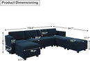 Belffin Modular Sectional Sofa U Shaped Sectional Couch with Reversible Chaises Velvet Modular Sofa with Storage Seat Blue by CozyNest Decor