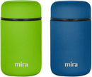 MIRA 2 Pack Insulated Food Jar Thermos for Hot Food & Soup, Compact Stainless Steel Vacuum Lunch Container, 13.5 oz, Cactus Green, Denim by TinyTreasures Baby Boutique