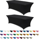 ABCCANOPY 6 FT Black Spandex Table Cover Wrinkle Resistant Fitted Stretch Tablecloth Reuse for Rectangular Folding Table Patry Event Wedding Banquet Protector 2 Pack by CozyNest Decor