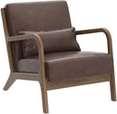 Glitzhome 2 Set Mid Century Coffee Accent Armchair, Single Reading Armchair PU Leather Lounge Chair with Walnut Ruberwood Frame by CozyNest Decor