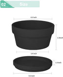 vensovo 4.5 Inch Black Terracotta Shallow Succulent Pots - 6 Pack Terra Cotta Clay Pot with Saucer, Cacuts Indoor and Outdoor Planters with Drainage Hole by GreenHaven Gardens