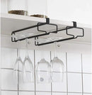 LINFIDITE Wine Glass Holder 2PCS Stemware Rack Hanger Under Cabinet Wine Glass Rack Kitchen Hanging Storage Rack Organizer,Black by CozyNest Decor