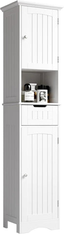 ChooChoo 67" Tall Bathroom Storage Cabinet Freestanding with Adjustable Shelves, Narrow Storage Linen Cabinet with 2 Doors and 1 Drawers for Bathroom, Living Room, Kitchen, White by CozyNest Decor