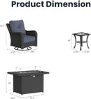 7 Pieces Outdoor Patio Furniture Sets with Rocking Swivel Chairs with 6-inch Thick Cushion and Fire Pit Table for Deck Lawn by GreenHaven Gardens