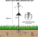 Bird Feeders Pole, House Pole 92 Inch, Adjustable Heavy Duty Feeder Stand Feeding Station with Sturdy Anchor Squirrel Proof Baffle for Watching (Bird Not Included) by GreenHaven Gardens