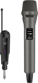 Aveek 2.4GHz Wireless Microphone System, Rechargeable Mics and Receiver, Plug & Play for Karaoke Machine, Party Speakers, Home Entertainment, Wedding & Events - Crystal Clear Sound, 100ft Range by TinyTreasures Baby Boutique