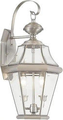 Livex Lighting 2261-91 Georgetown 2 Light Outdoor Wall Lantern, Brushed Nickel by GreenHaven Gardens