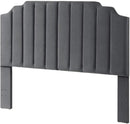 24KF Dark Gray Velvet Tufted King Upholstered Headboard, Modern Vertical Channel Design California King Headboard with Stepped Silhouette Top Edge,Dark Gray by CozyNest Decor