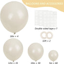 RUBFAC 129pcs Sand White Balloons Different Sizes 18 12 10 5 Inches, Cream Beige Latex Balloon Garland Arch for Birthday Party Graduation Wedding Anniversary Baby Shower Decoration by TinyTreasures Baby Boutique