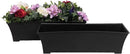 Elly Décor Set of 2 18x8 Rectangular Modern, Resistant and Self Watering Planter with Rattan-Like Finish, 18", Gray by CozyNest Decor