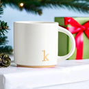 COLLECTIVE HOME - Monogram Ceramic Mugs, 15 oz Golden Initial Coffee Cups, Elegant Alphabet Tea Mugs, Elegant Personalized Mug with Gift Box, Luxurious Cups for Office and Home (k) by CozyNest Decor