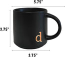 COLLECTIVE HOME - Black Monogram Ceramic Mugs, 15 oz Golden Initial Coffee Cups, Elegant Alphabet Tea Mugs, Personalized Halloween Mug with Gift Box, Perfect for Office and Home Décor (d) by CozyNest Decor