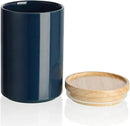 Sweejar Kitchen Canisters Ceramic Food Storage Jar, Stackable Containers with Airtight Seal Wooden Lid for Serving Ground Coffee, Tea, Sugar, Salt and More - 28 Fl Oz (Navy) by CozyNest Decor