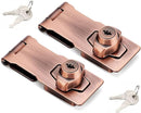 2 Packs Keyed Hasp Locks Twist Knob Keyed Locking Hasp for Small Doors, Cabinets and More,Stainless Steel Steel, Hasp Lock Catch Latch Safety Lock Door Lock with Keys (4inch, Copper) by TinyTreasures Baby Boutique