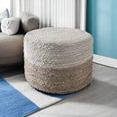 Jute Pouf Ottoman | Footrest Pouf | Hand Braided - Round Boho Pouffe - for Living Room, Bedroom, Nursery (18"x18"x12") Ivory by CozyNest Decor