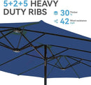 GREEN PARTY 15 ft Rectangle Patio Umbrella with Base Included, Double-Sided Table Umbrella with Crank, Large Outdoor Umbrellas for Patio Poolside Garden Backyard, Haze Blue by GreenHaven Gardens