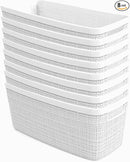 Curver Jute Decorative Plastic Organization and Storage Basket Perfect Bins for Home Office, Closet Shelves, Kitchen Pantry and All Bedroom Essentials, Slim, White, Set of 8 by TinyTreasures Baby Boutique