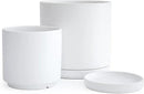 D'vine Dev 6 Inch & 8 Inch Ceramic Planter Pots for Plants with Drainage Hole and Saucer, Medium Plant Pots Set, White, 94-G-M-1 by GreenHaven Gardens