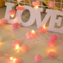 9.85Ft String Lights with 20 Pink Heart LEDs 20 Pink Pom Poms Garland Lights with Timer Valentine Decoration for Home Kid Bedroom Mother's Day Wedding Party Valentine's Day Decor by CozyNest Decor