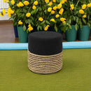 REDEARTH · Cylindrical Pouf Ottoman - Braided Pouffe Accent Sitting Round Footrest for Living Room, Bedroom, Nursery, kidsroom, Patio, Gym; 70% Cotton 30% Jute, (14.5x14.5x16; Black Natural) by CozyNest Decor
