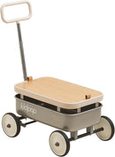 kidpop PULA-Wild 3-in-1 Kids' Pull-Along Wagon Toddlers Push Walker for 2.5-8, Removable Wooden Cover and Adjustable Handlebar, Birthday Gifts Max Weight 33 lbs (Grey) by TinyTreasures Baby Boutique