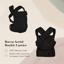 WildBird - Aerial Carrier - 7 to 45 lbs - for Moms, Dads & Caregivers - 100% Natural European Linen Fibers - Versatile & Adjustable - Large Size - Raven Fabric by TinyTreasures Baby Boutique