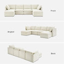 mopio Oversized Modular Sectional Sofa with Fully Removable Covers and Storage, Convertible U, L-Shaped and Sleeper Sectional, Modern Couches with Ottoman Chaise (Oat Fabric, 6 Seats, U) by CozyNest Decor