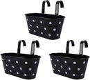 vensovo Metal Railing Planter for Outdoor Plants - 3 Pack Balcony Hanging Flower Pots with Detachable Hooks and Drain Holes Oval Bucket Rail Box Fence Planters for Home Garden Decor, Black with Spot by GreenHaven Gardens