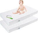 Zippered Crib Mattress Protector - Waterproof Crib Mattress Encasement, Breathable and Absorbent, 6 Sides Fully Encased Cover, 2 Pack, White by TinyTreasures Baby Boutique