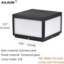 Pillar Lamp Post Light, Tempered Glass Shade，Fence Deck Cap Light Lantern Column Lamp for Flat Surface Patio Garden Decoration with IP55 Waterproof E26 LED Bulb (Electric Powered) by GreenHaven Gardens