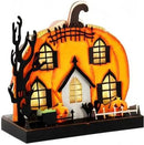 Lulu Home Halloween Tabletop Decoration, Wooden Lighted Pumpkin House Decoration Ornaments, Battery Operated Halloween Sign Indoor Fireplace Desk Kitchen Table Ornament, 9 x 9 x 2.1 INCH by CozyNest Decor