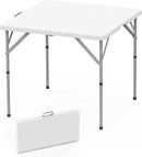 HLPB 34'' Square Folding Card Table, Fold-in-Half Portable Dining Table with Handle and Safety Lock, Foldable Plastic Dining Table Indoor Outdoor for Camping, Picnic and Party Event, White by GreenHaven Gardens