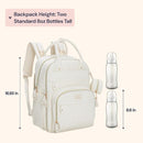 BabbleRoo Leather Diaper Bag Backpack - Baby Essentials Travel Baby Bag, Multi function, Waterproof, with Changing Pad, Stroller Straps & Pacifier Case – Unisex, Eggshell White by TinyTreasures Baby Boutique