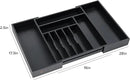 Premium Silverware, Flatware and Utensil Organizer for Kitchen Drawers, Food-Safe Contract Grade, Expandable from 16 to 28 In, Black Bamboo by CozyNest Decor