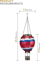 Regal Art & Gift Hot Air Balloon Solar Lantern – Hanging Solar-Powered LED Lights, Waterproof Portable Decorative Outdoor Lamp Made of Metal & Glass for Garden, Patios & Pathway – Stripe (Large) by GreenHaven Gardens