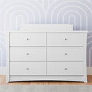 Storkcraft Crescent 6 Drawer Double Dresser (White) – GREENGUARD Gold Certified, Nursery Dresser for Kids Bedroom by TinyTreasures Baby Boutique