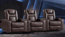 CANMOV Electric Power Recliner Chair Set of 3, Breathable Leather Home Theater Seating with Hidden Arm Storage, Power Recliner Chair with USB Ports and Cup Holders for Living Room,Red Brown by CozyNest Decor