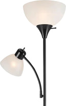 GLOBE Electric 67135 72" Torchiere Floor Lamp and Adjustable Reading Light, Matte Black, Frosted Shade, Dual Rotary Switch, 3-Step Dimming, Modern Lighting for Living Room or Office by CozyNest Decor