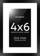 Homeforia 4x6 Picture Frame Black, High End Metal 4 x 6 Black Frames with Mat 3 x 5 for Art, 4x6 Desk Frame Matted to 3x5 inch Photo, 4 by 6 Wall or Tabletop Frames, Tempered Glass, Wall Kit, Set of 1 by CozyNest Decor