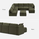 mopio Oversized Modular Sectional Sofa with Fully Removable Covers and Storage, Convertible U, L-Shaped and Sleeper Sectional, Modern Couches with Ottoman Chaise (Olive Green Velvet, 8 Seats, U) by CozyNest Decor