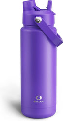 Insulated Water Bottle with Straw Stainless Steel Water Bottle, Leak-Proof, BPA-Free, Double Wall Vacuum Keeps Cold for 24 Hours for Sports, Travel, School (32 oz, Violet) by CozyNest Decor