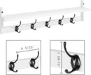 BAMEOS Wall-Mounted Wood Shelf with 5 Dual Hooks for Bathroom, Living Room, Bedroom (White-with Shelf) by CozyNest Decor