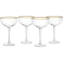 Vintage Crystal Champagne Coupe Gold Rim Glasses | Set of 4 | 7 oz